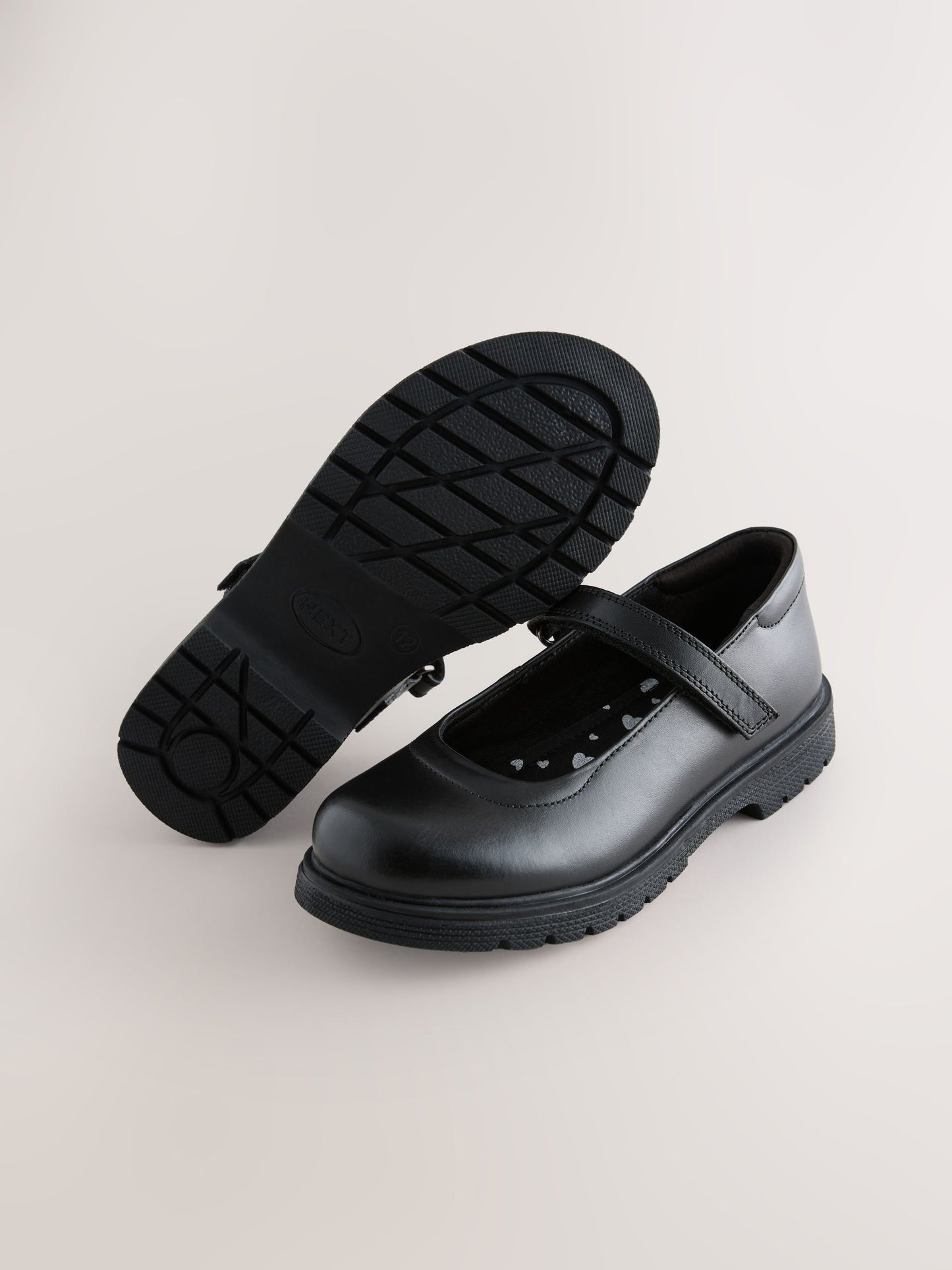 Matt Black Standard Fit (F) School Leather Chunky Mary Jane Shoes image 8