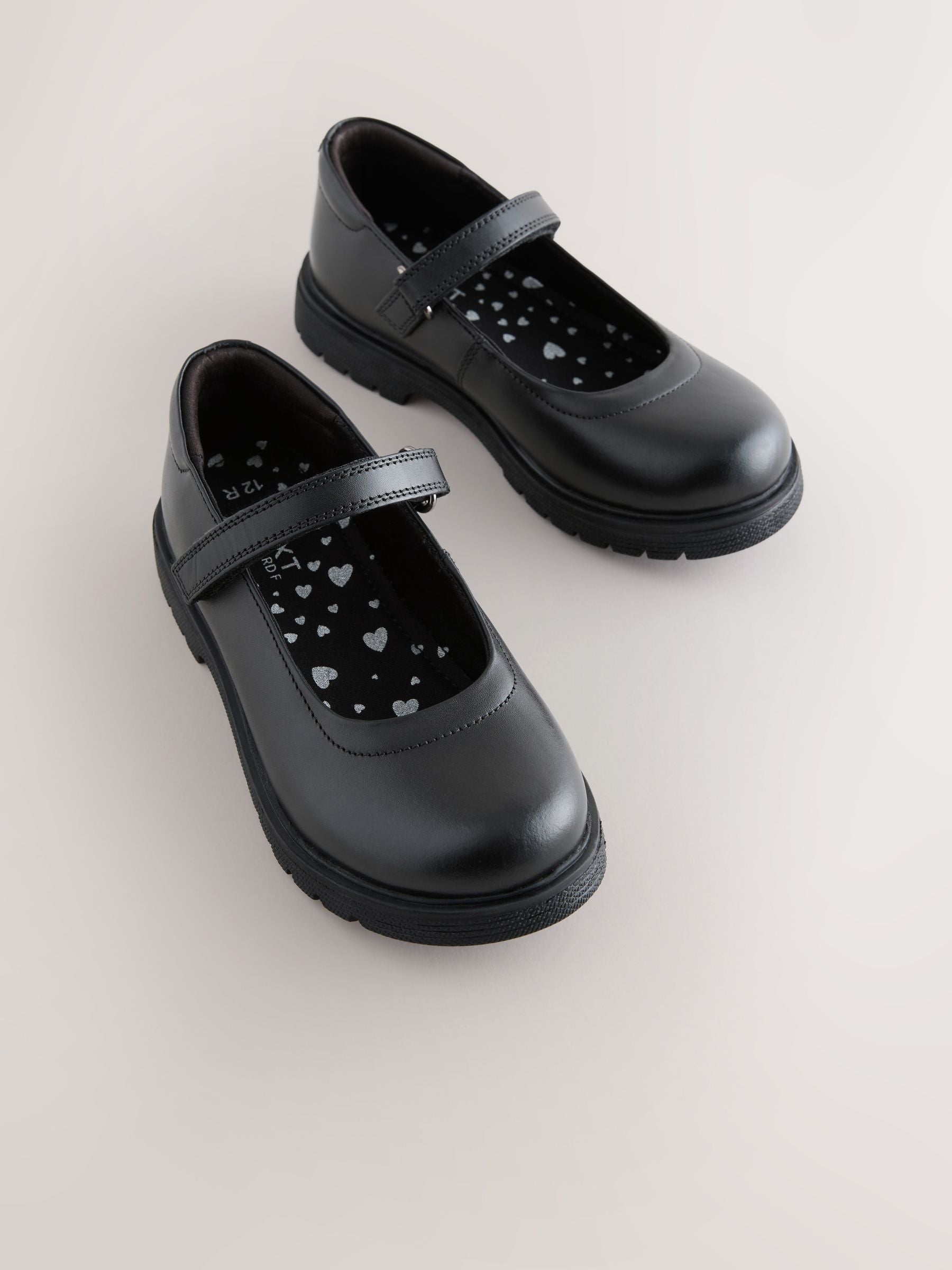 Matt Black Wide Fit (G) School Leather Chunky Mary Jane Shoes image 1