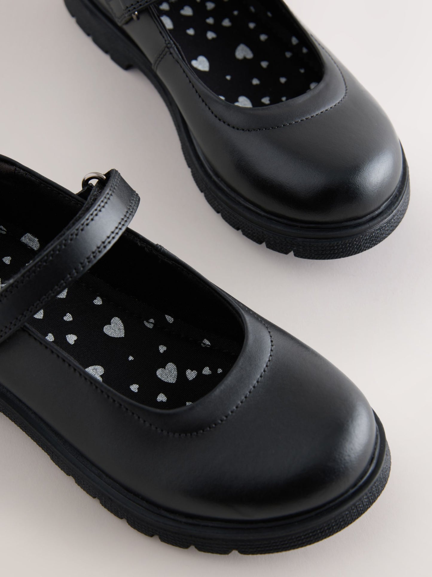 Matt Black Wide Fit (G) School Leather Chunky Mary Jane Shoes image 8