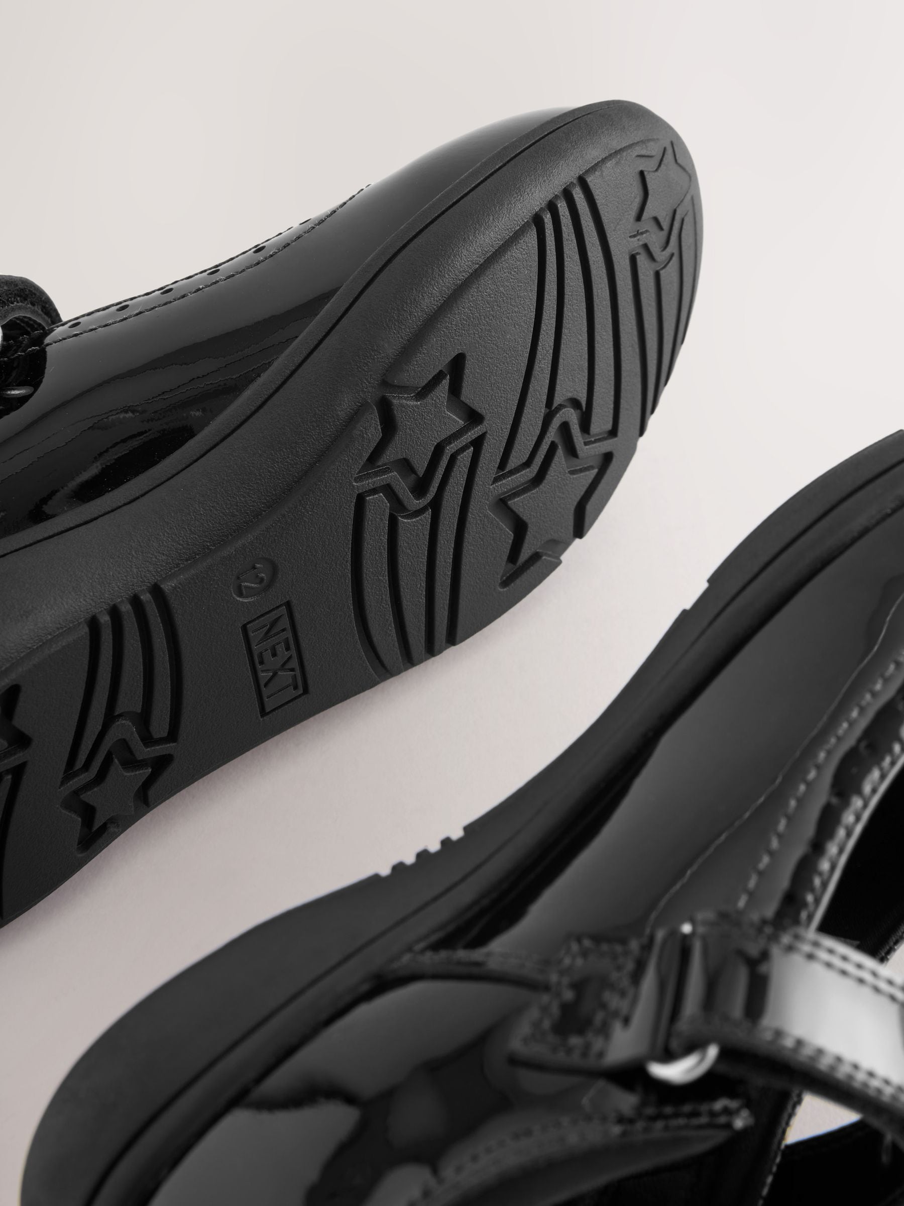 Black Patent Standard Fit (F) School Leather Brogue Detail Mary Jane Shoes image 5