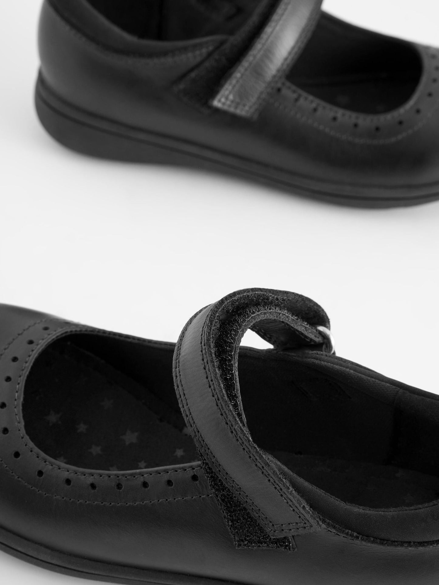 Matt Black Wide Fit (G) School Leather Brogue Detail Mary Jane Shoes image 3