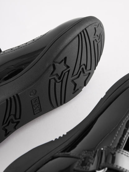 Black Patent Wide Fit (G) School Leather Brogue Detail Mary Jane Shoes image 5