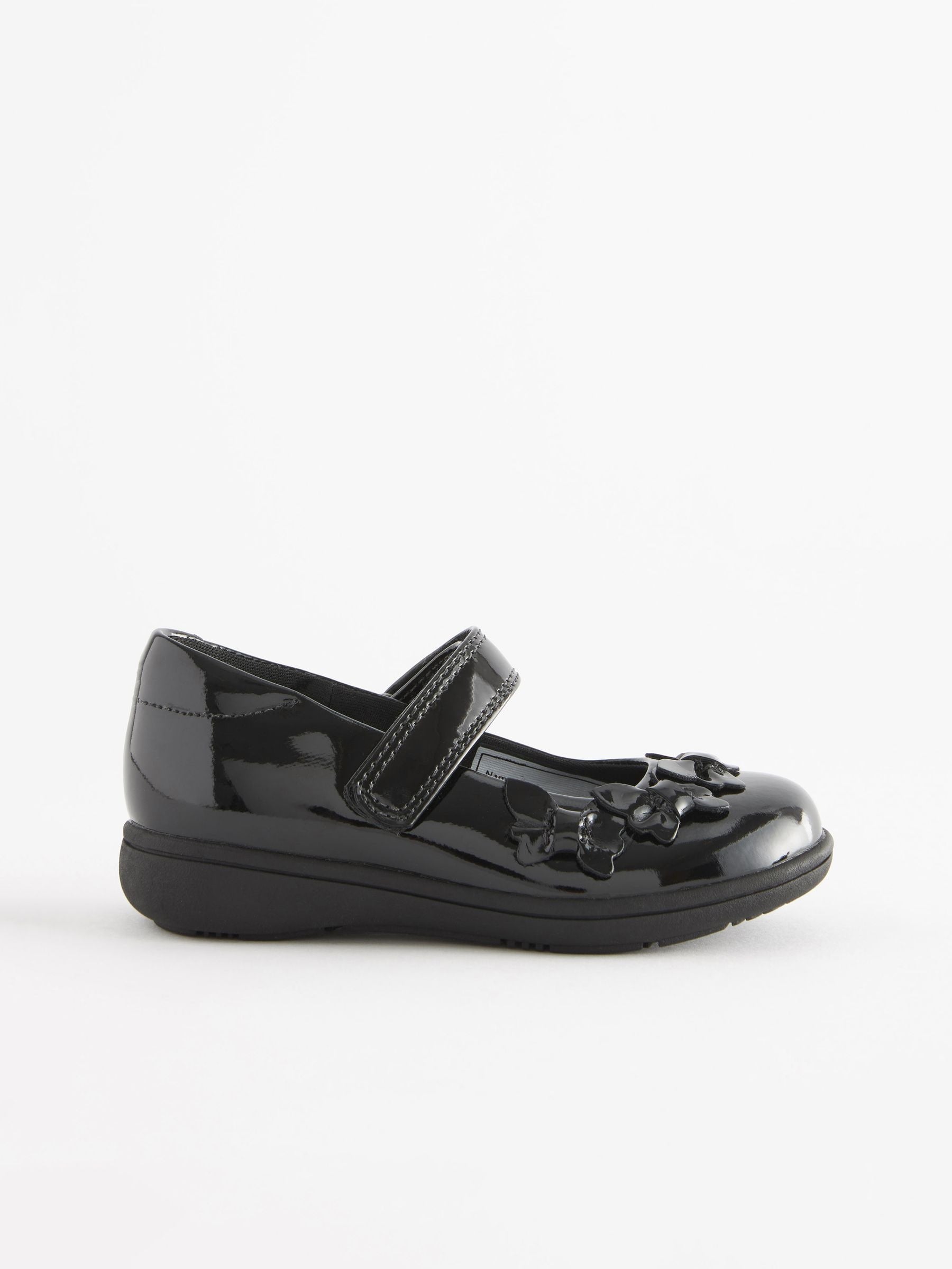 Black Patent Wide Fit (G) School Junior Butterfly Mary Jane Shoes image 2