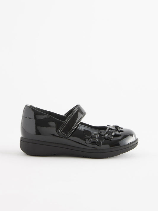 Black Patent Wide Fit (G) School Junior Butterfly Mary Jane Shoes image 2
