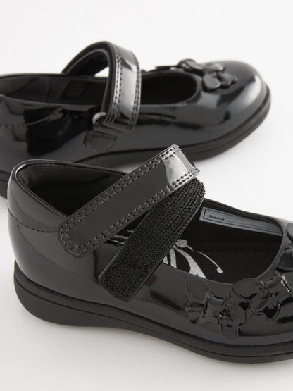 Black Patent Wide Fit (G) School Junior Butterfly Mary Jane Shoes image 5
