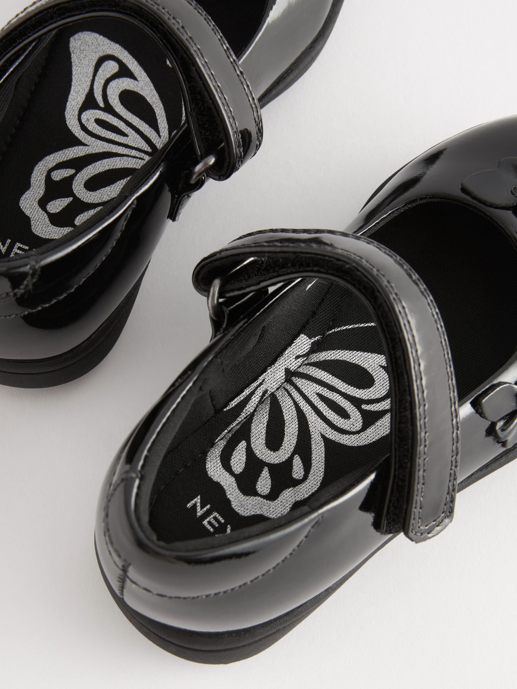 Black Patent Wide Fit (G) School Junior Butterfly Mary Jane Shoes image 6