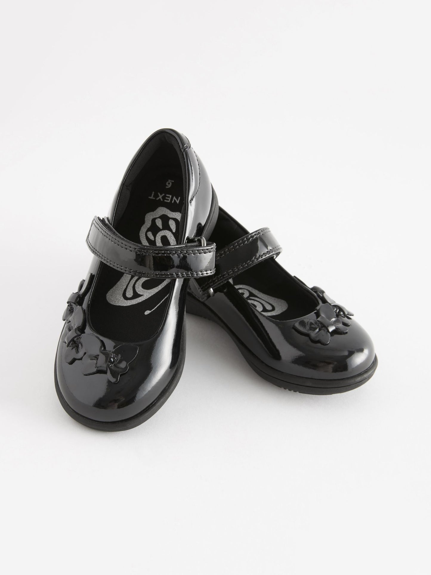 Black Patent Wide Fit (G) School Junior Butterfly Mary Jane Shoes image 2