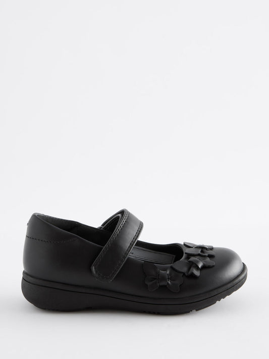Matt Black Wide Fit (G) School Junior Butterfly Mary Jane Shoes image 2