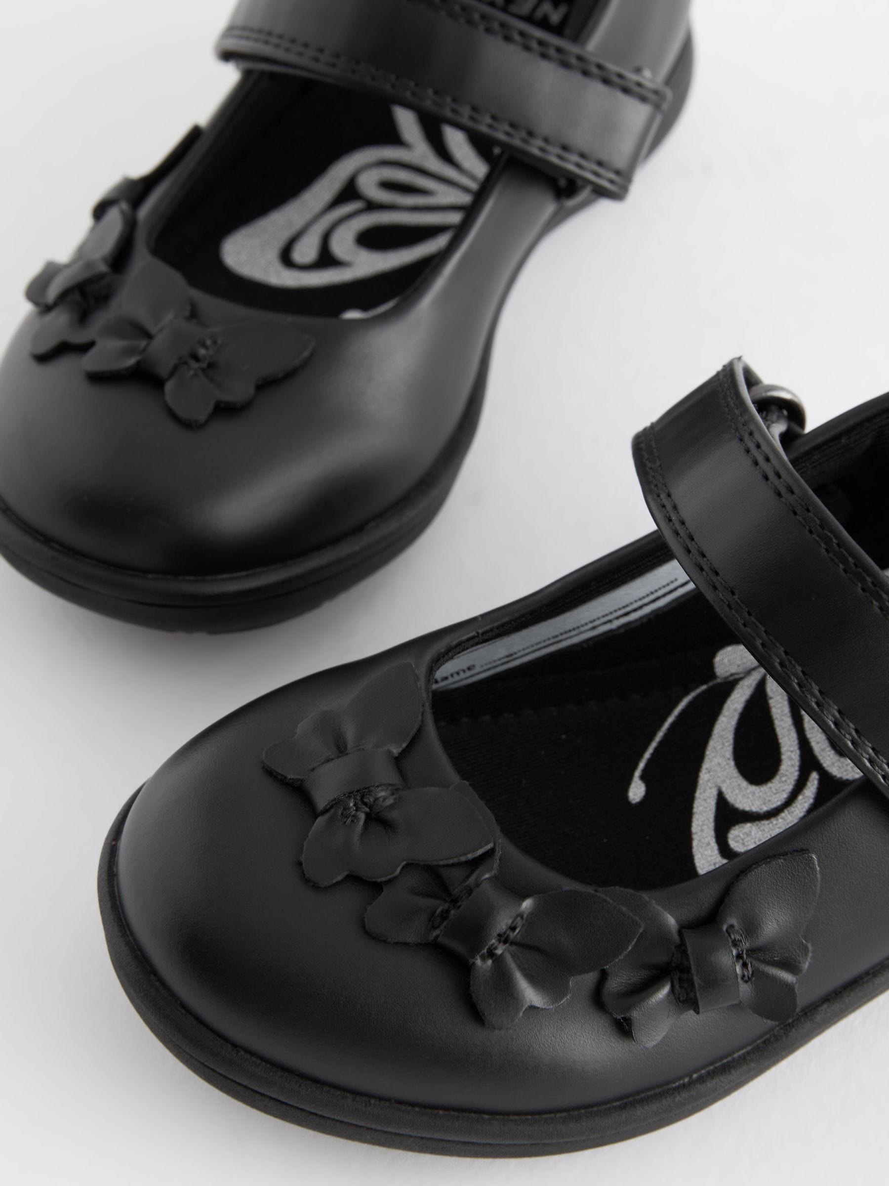 Matt Black Wide Fit (G) School Junior Butterfly Mary Jane Shoes image 4