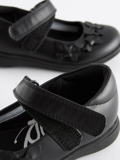 Matt Black Wide Fit (G) School Junior Butterfly Mary Jane Shoes image 7