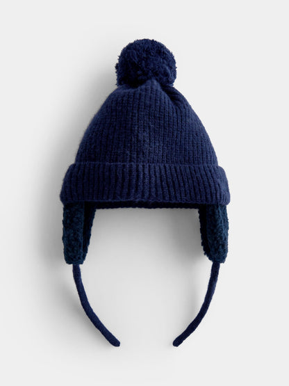 Jojo Maman Bébé Blue Cosy Pom Pom Rib Hat - image 1