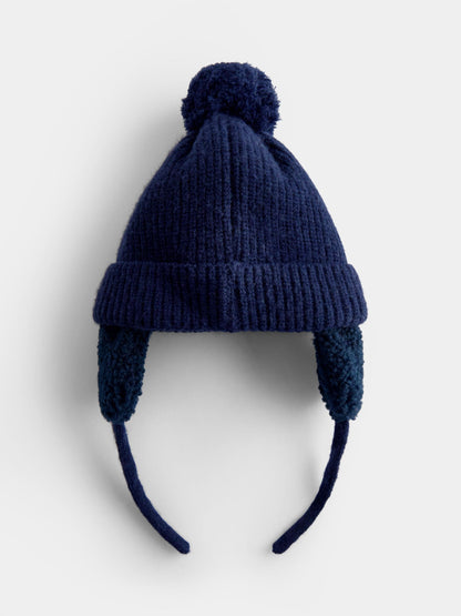 Jojo Maman Bébé Blue Cosy Pom Pom Rib Hat - image 2