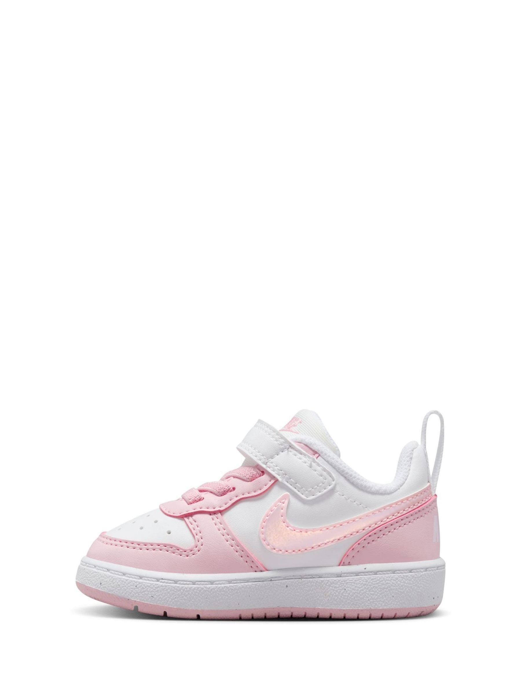 Nike White/Pink Infant Court Borough Low Recraft Trainers image 2