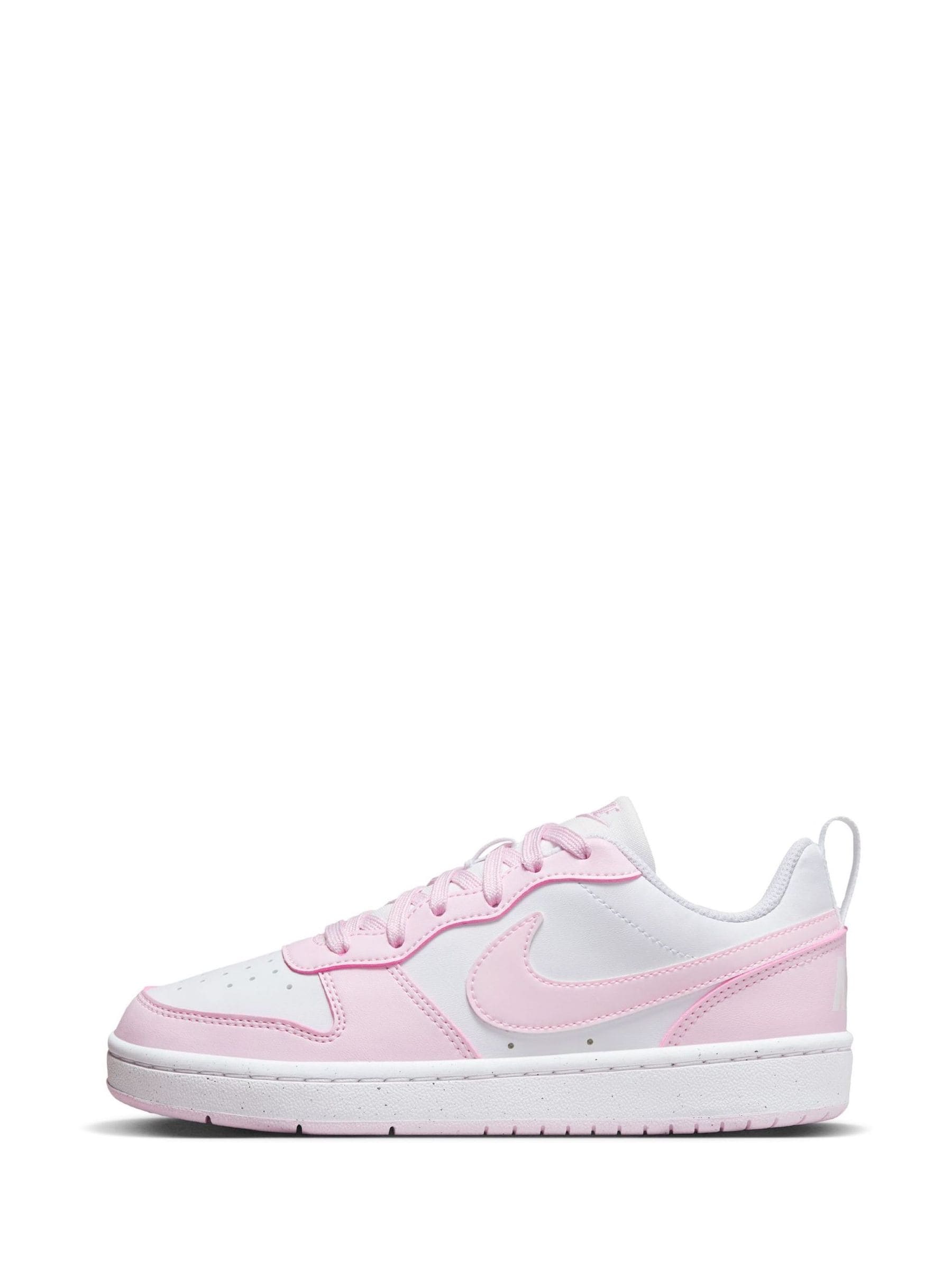 Nike White/Pink Youth Court Borough Low Recraft Trainers image 2