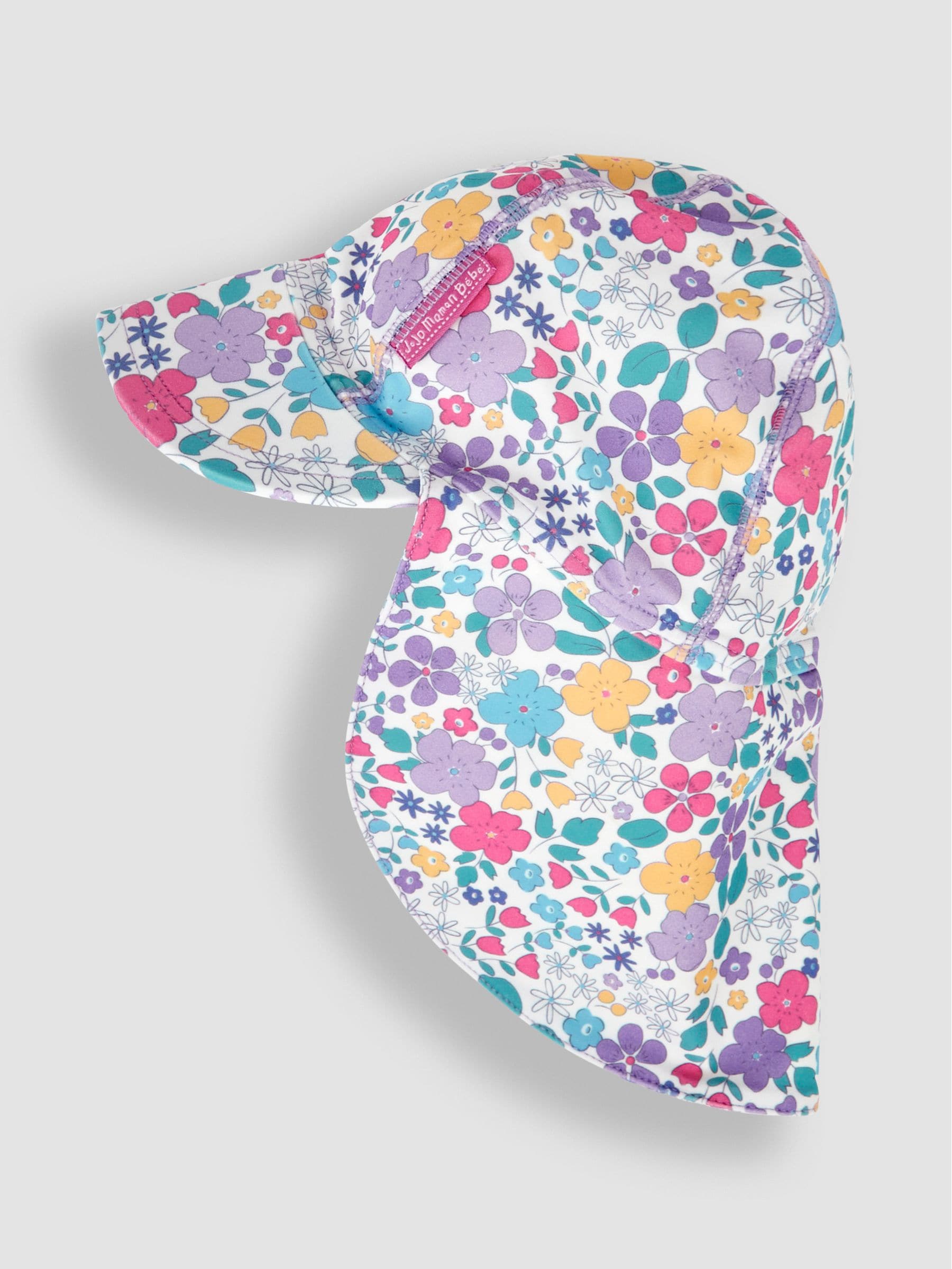 JoJo Maman Bébé Pink Pastel Floral UV Sun Protection Swim Hat image 2