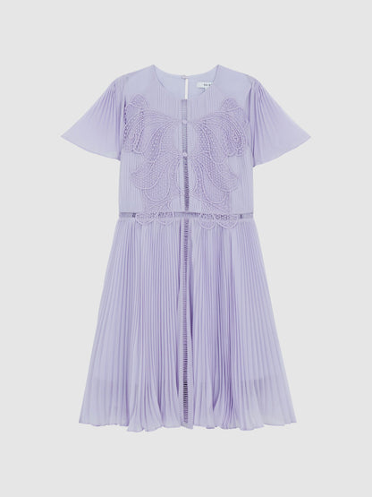 Dsiney Kidz - Reiss Lilac Coreen Lace Embroidered Pleated Dress image 2