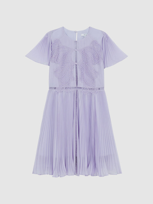 Dsiney Kidz - Reiss Lilac Coreen Lace Embroidered Pleated Dress image 2