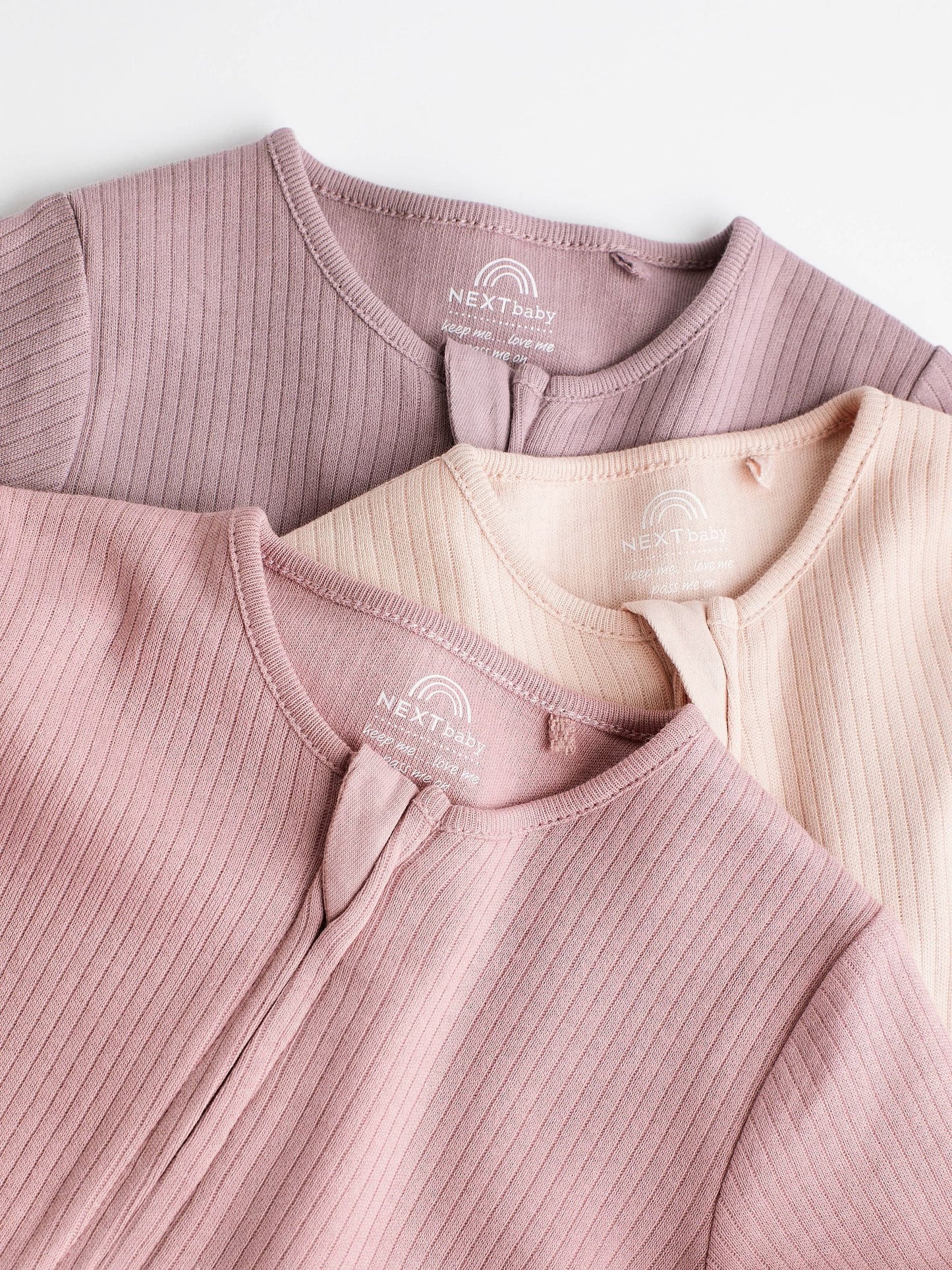 Pink 3 Pack Two Way Zip Baby Sleepsuits (0mths-3yrs) image 4