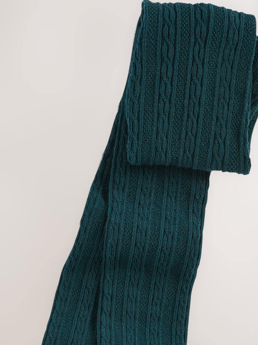 Forest Green Regular Length Cotton Rich Cable Tights image 3