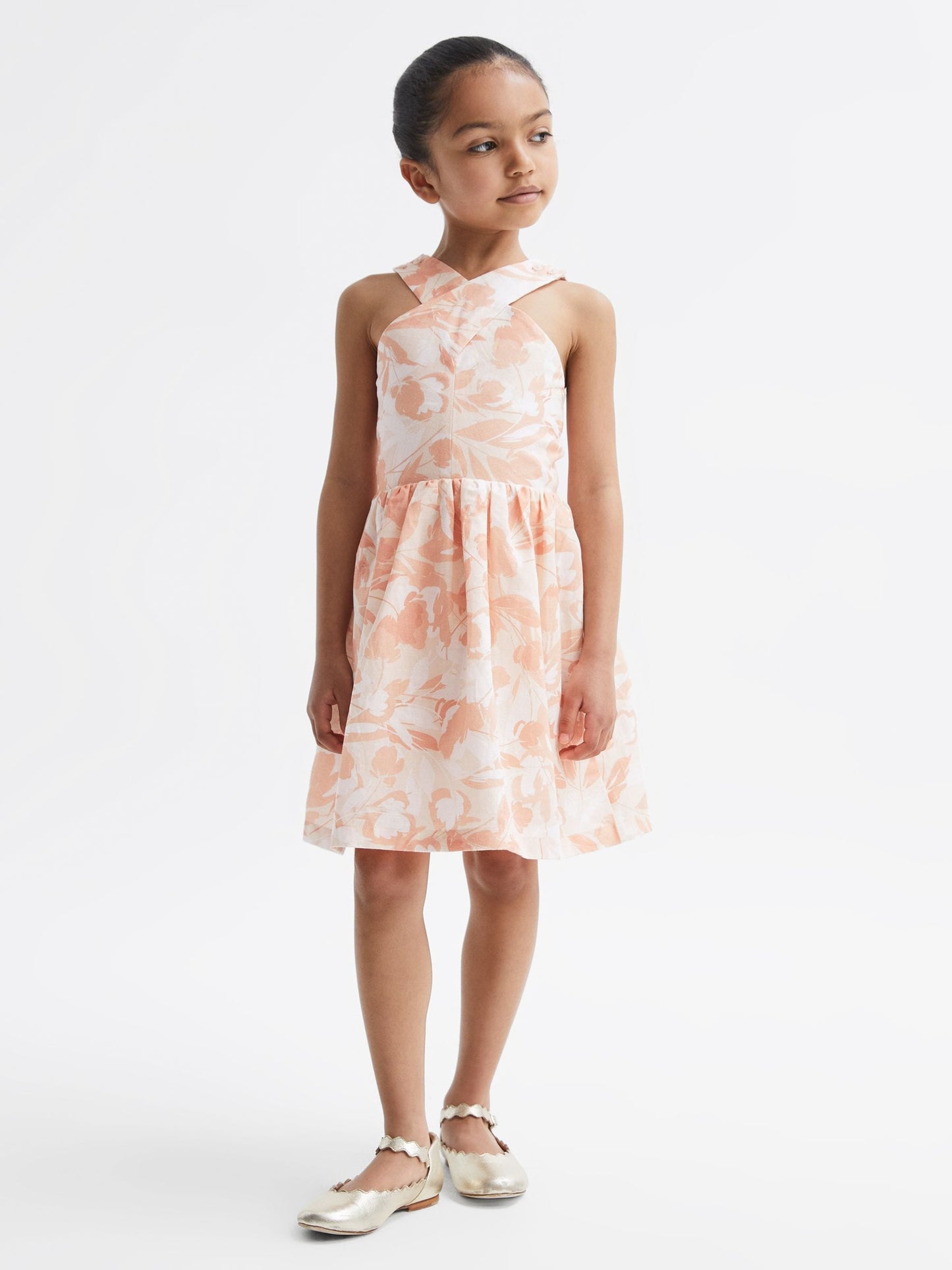 Dsiney Kidz - Reiss Pink Print Lottie Floral Print Halter Neck Dress image 3