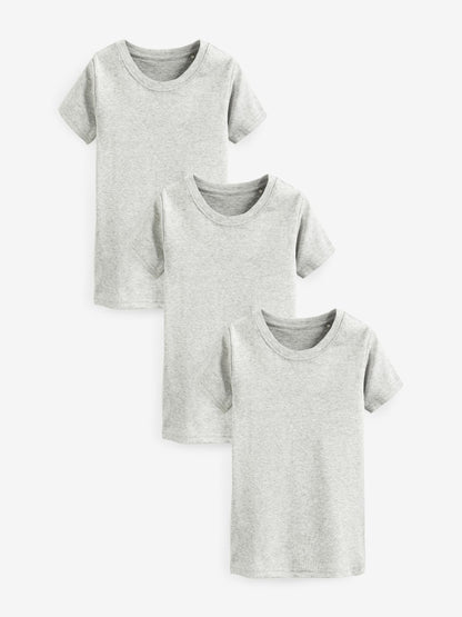 Dsiney Kidz - Grey 100% Cotton Short Sleeve Vests 3 Pack (1.5-16yrs) image 1