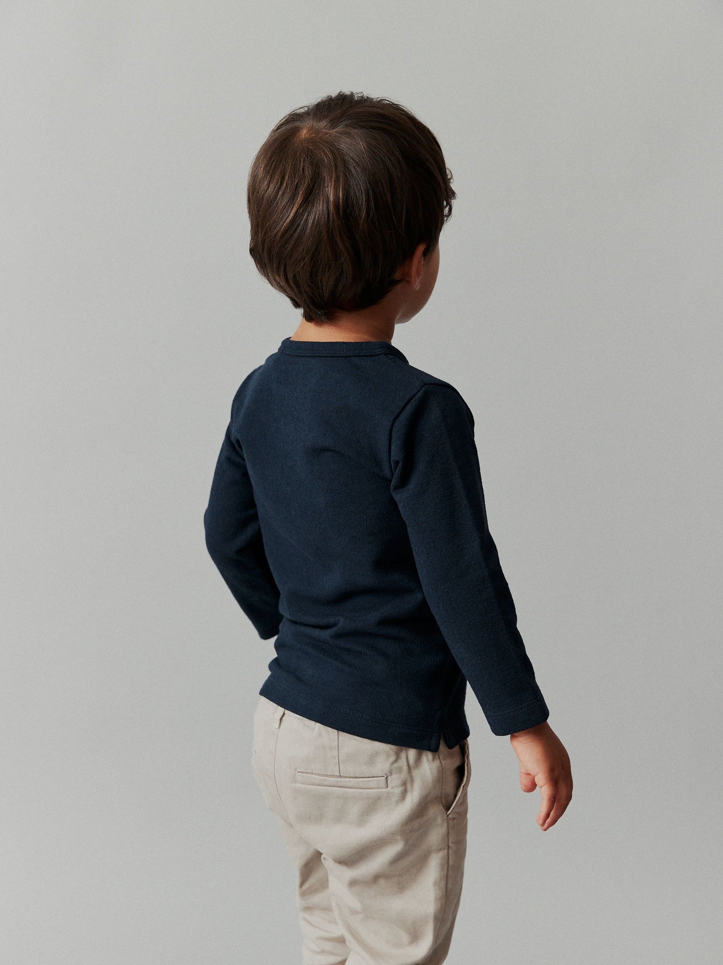 Navy Long Sleeve Henley Neck T-Shirt (3mths-7yrs) image 3