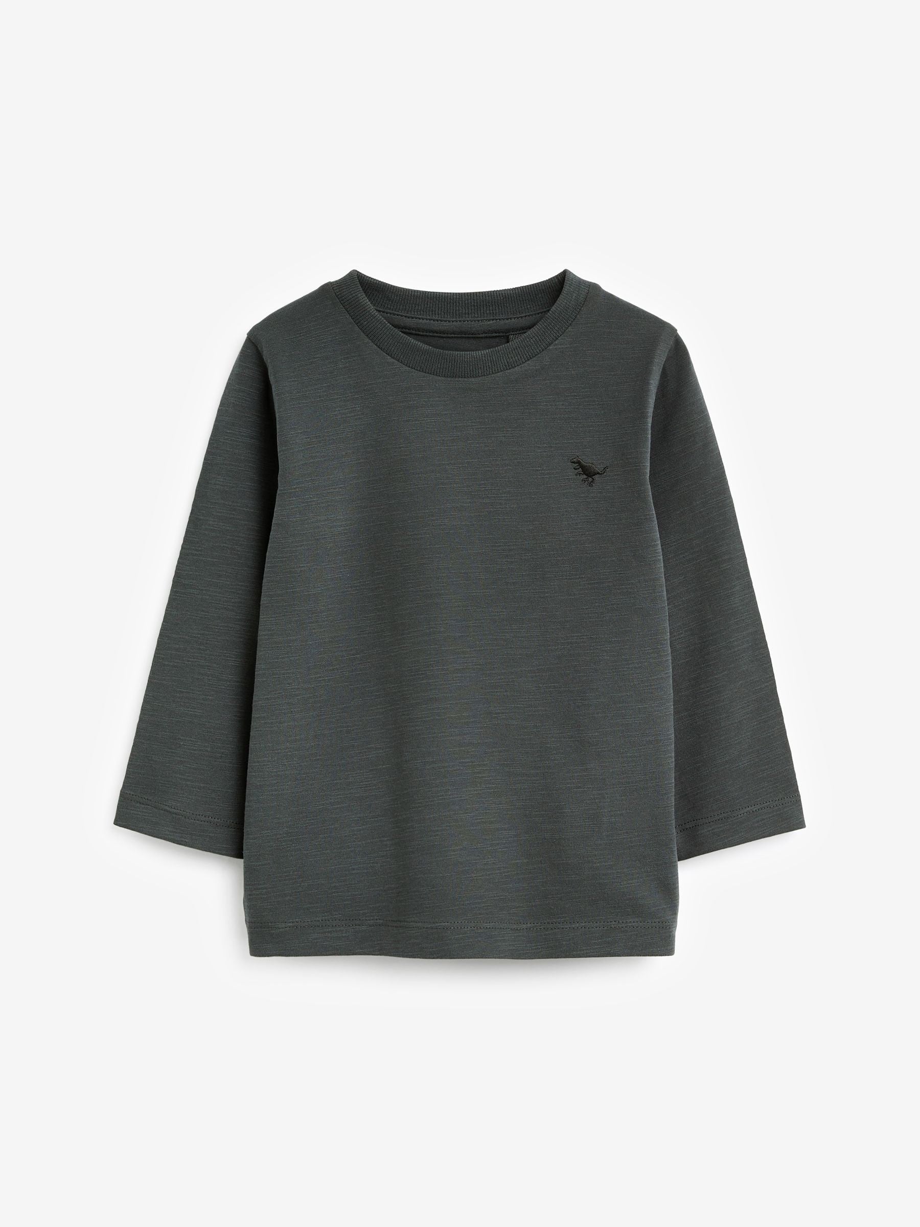Charcoal Grey Long Sleeve Plain T-Shirt (3mths-7yrs) image 1