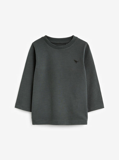 Charcoal Grey Long Sleeve Plain T-Shirt (3mths-7yrs) image 1