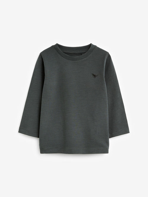 Charcoal Grey Long Sleeve Plain T-Shirt (3mths-7yrs) image 1