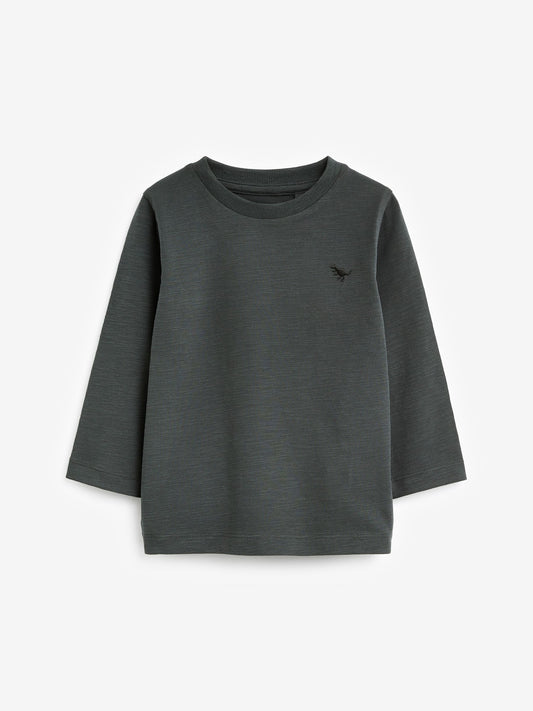 Charcoal Grey Long Sleeve Plain T-Shirt (3mths-7yrs) image 1