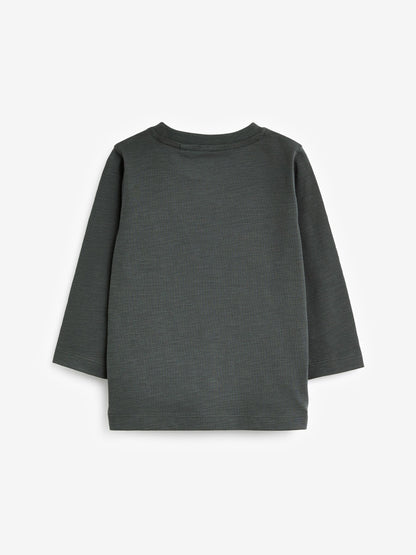 Charcoal Grey Long Sleeve Plain T-Shirt (3mths-7yrs) image 2