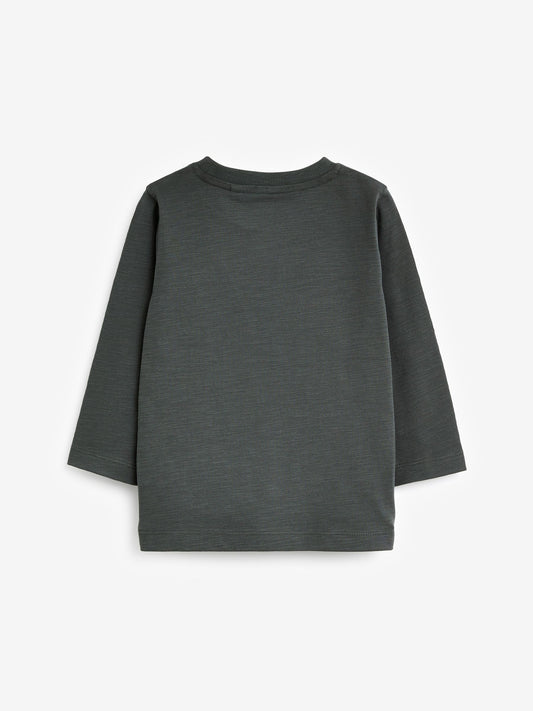 Charcoal Grey Long Sleeve Plain T-Shirt (3mths-7yrs) image 2