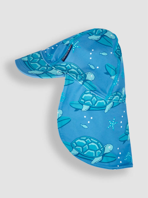JoJo Maman Bébé Aqua Blue Turtle UV Sun Protection Swim Hat image 1