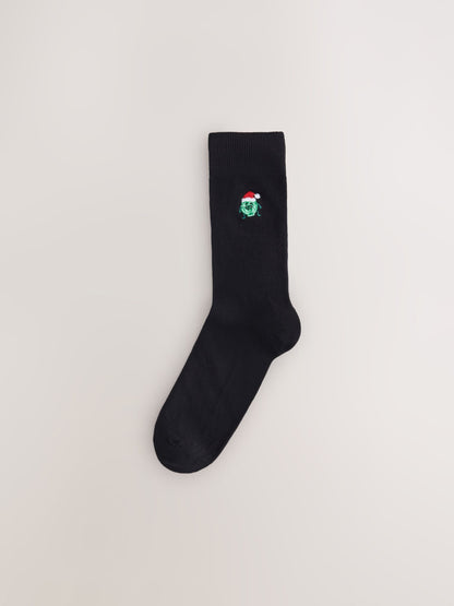 Black Christmas Brussel Sprouts Embroidered Socks 5 Pack - image 7