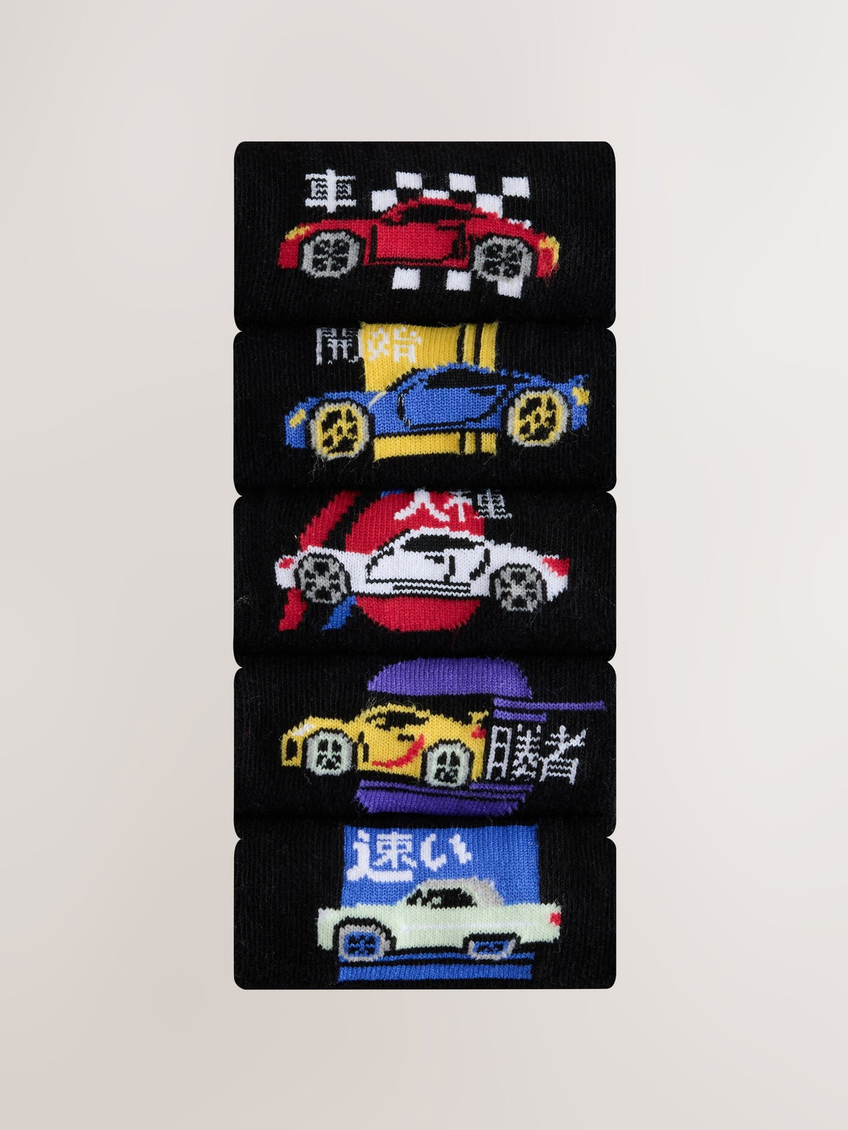 Black Jacquard Japan Cars Pattern Socks 5 Pack - image 1