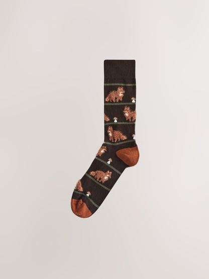 Green/ Red/ Brown Stripe Fluffy Animal Pattern Socks 5 Pack - image 5