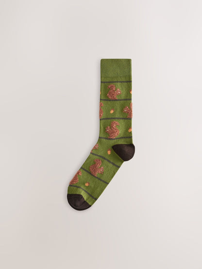 Green/ Red/ Brown Stripe Fluffy Animal Pattern Socks 5 Pack - image 6