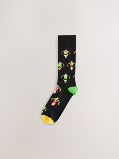 Black Neon Robots Pattern Socks 5 Pack - image 5