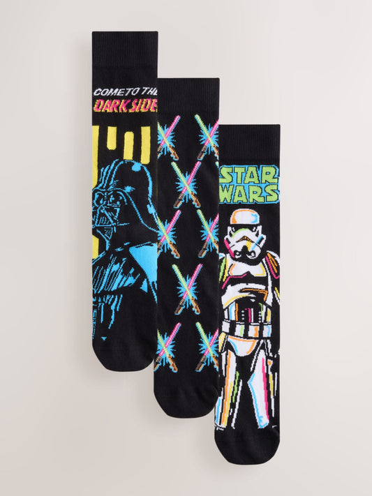 Black Star Wars Pattern Socks 3 Pack - image 1