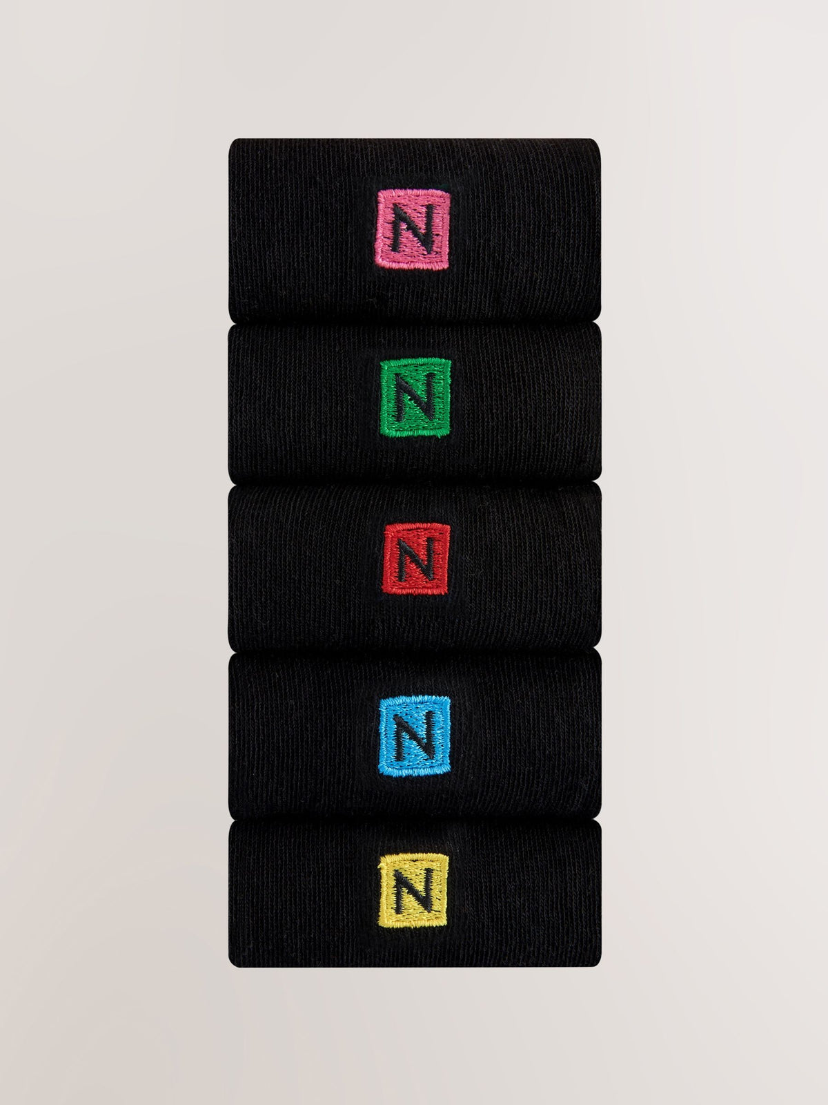 Black Bright Stripe Footbed Embroidered Lasting Fresh  N Logo Heel Socks 5 Pack - image 2