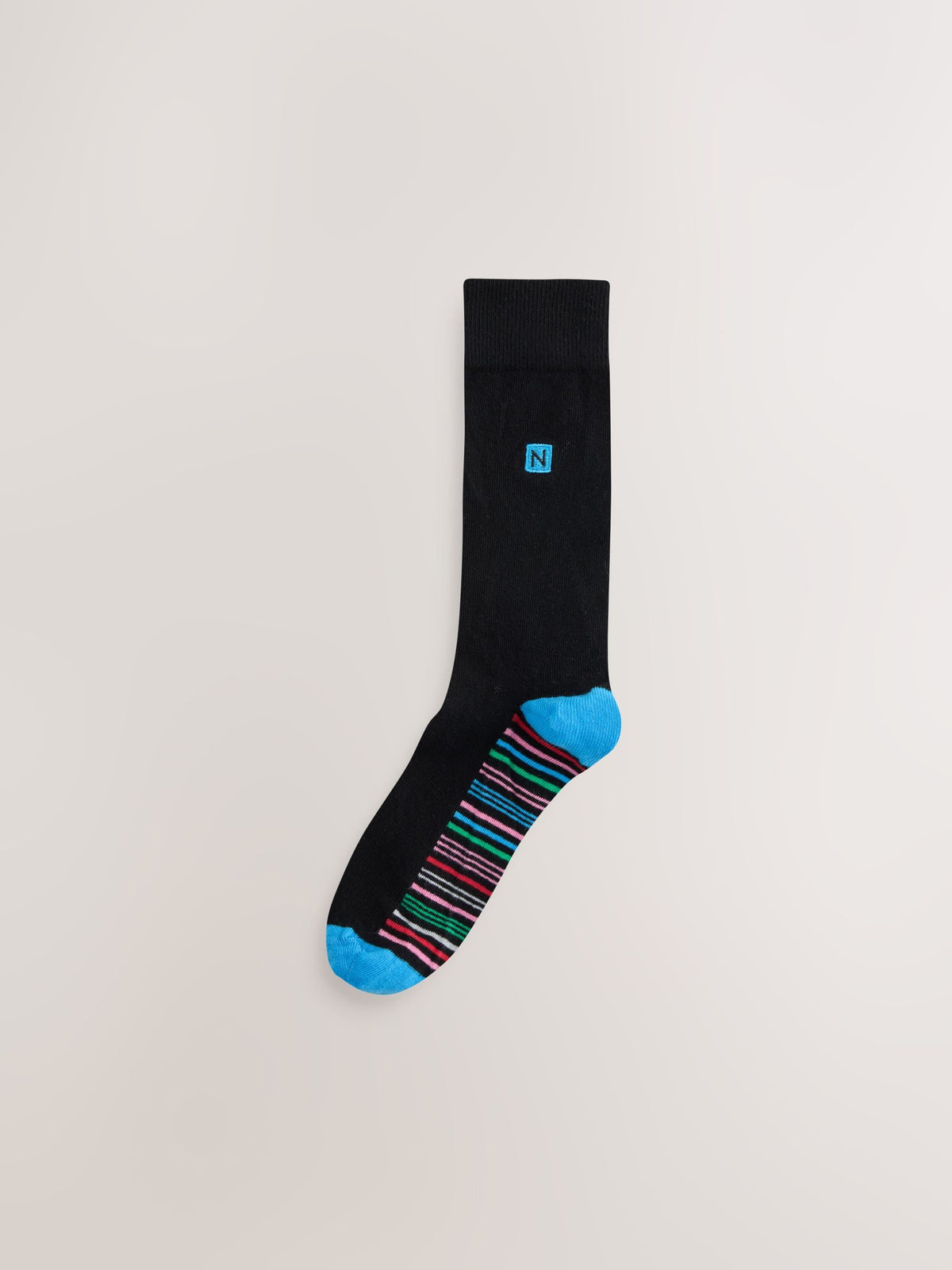 Black Bright Stripe Footbed Embroidered Lasting Fresh  N Logo Heel Socks 5 Pack - image 4