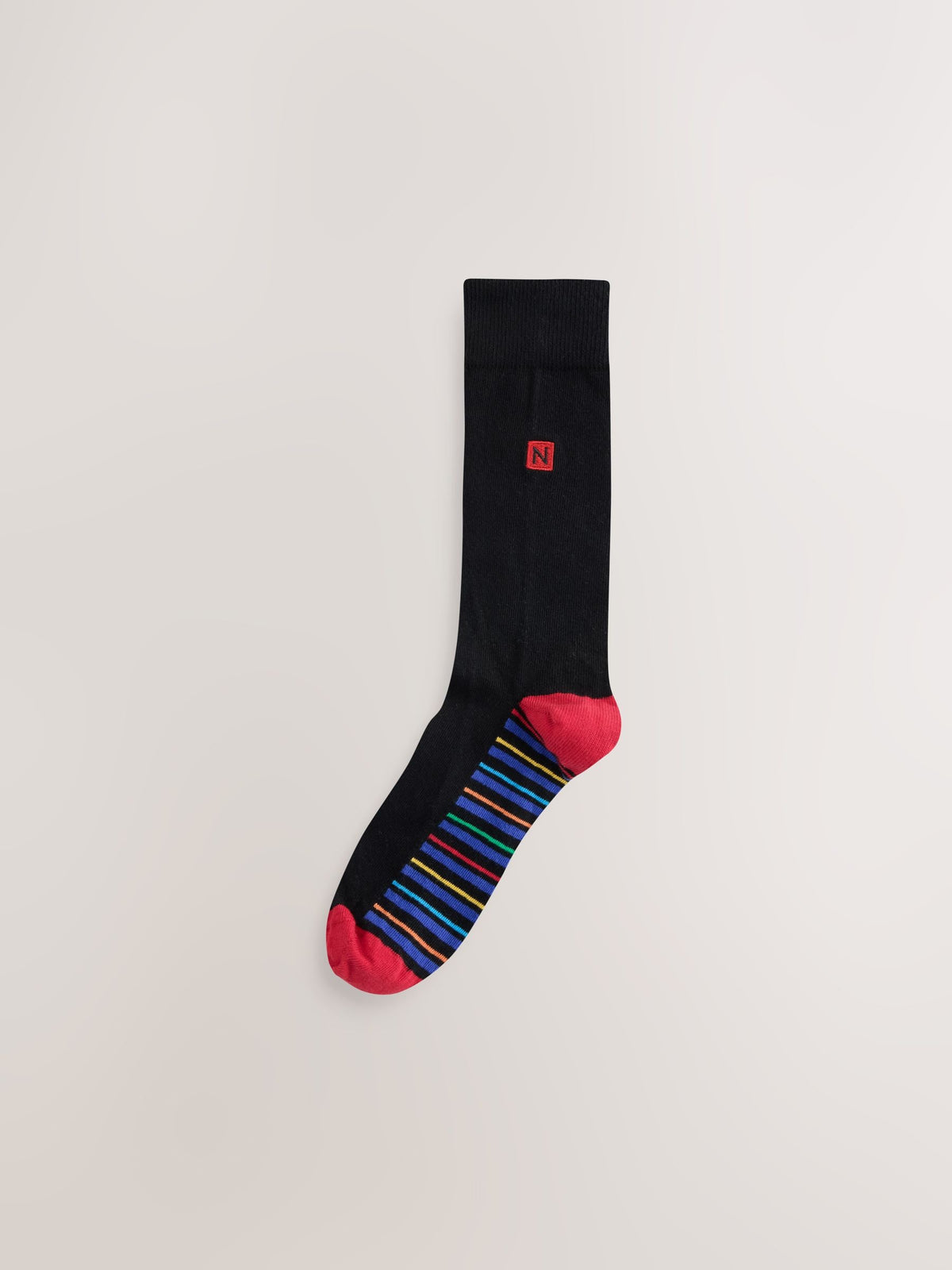 Black Bright Stripe Footbed Embroidered Lasting Fresh  N Logo Heel Socks 5 Pack - image 5