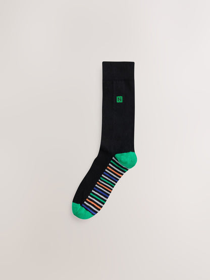 Black Bright Stripe Footbed Embroidered Lasting Fresh  N Logo Heel Socks 5 Pack - image 6