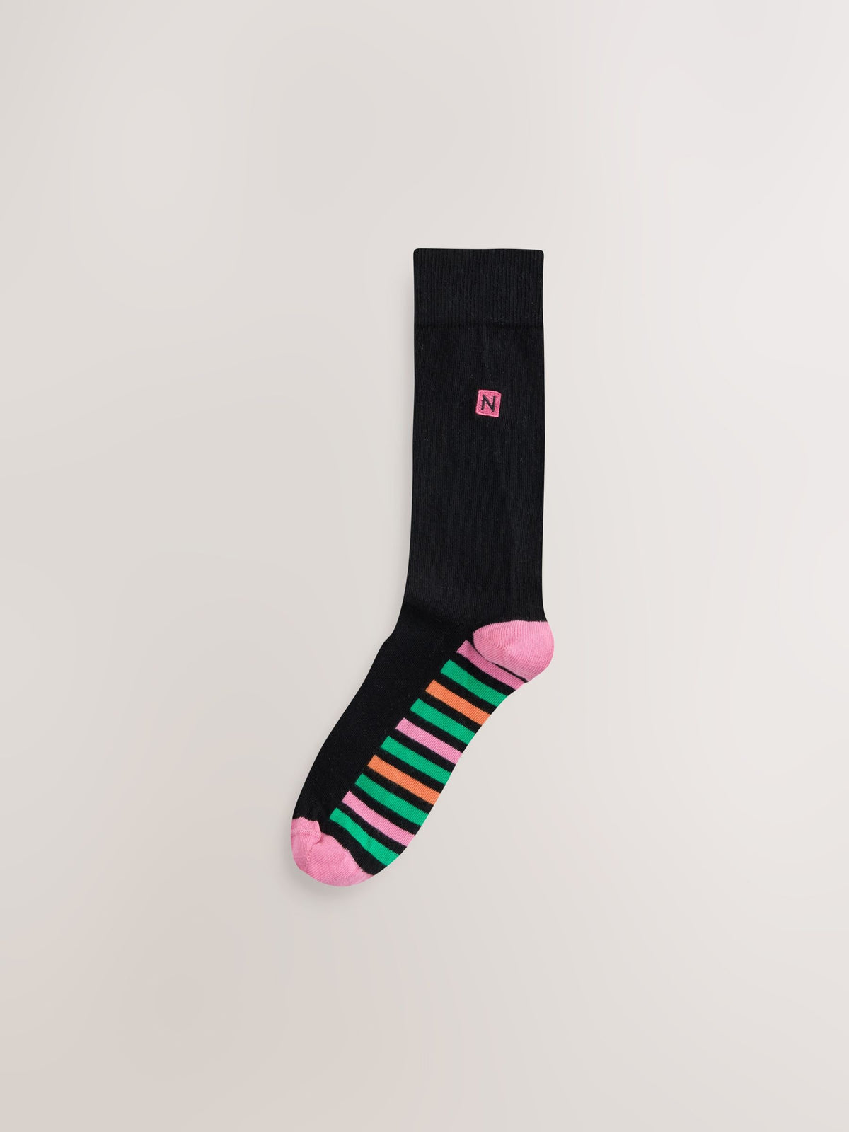 Black Bright Stripe Footbed Embroidered Lasting Fresh  N Logo Heel Socks 5 Pack - image 7
