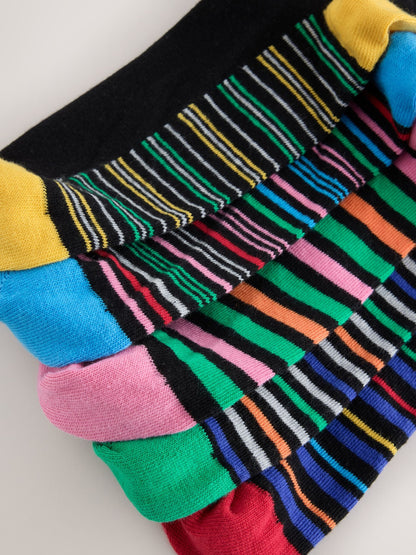 Black Bright Stripe Footbed Embroidered Lasting Fresh  N Logo Heel Socks 5 Pack - image 9