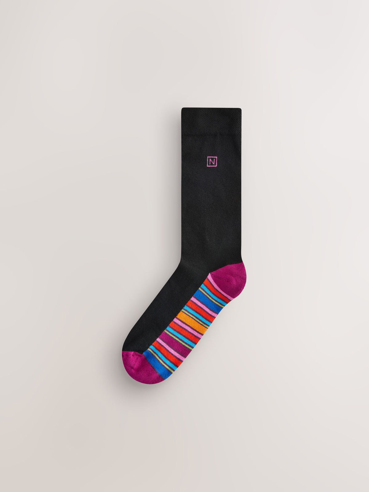 Black Bright Stripe Footbed Cushioned Sole Comfort Socks 10 Pack - image 4