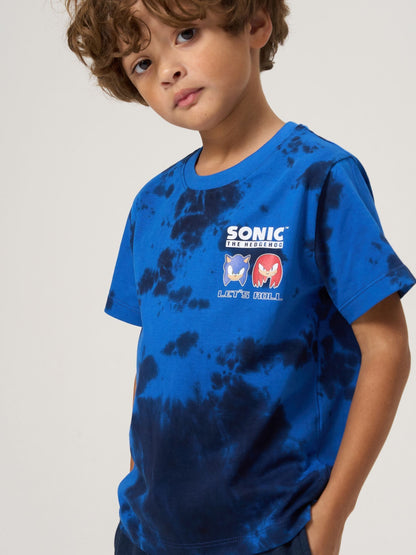 Dsiney Kidz - Angel & Rocket Blue 100% Cotton Sonic Graphic Tie Dye T-Shirt image 1