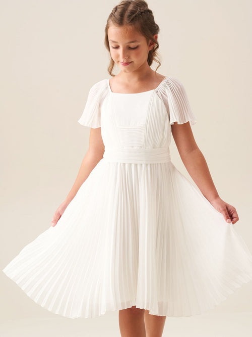 Dsiney Kidz - Angel & Rocket White Pleated Ballerina Occasion Bow Dress image 1