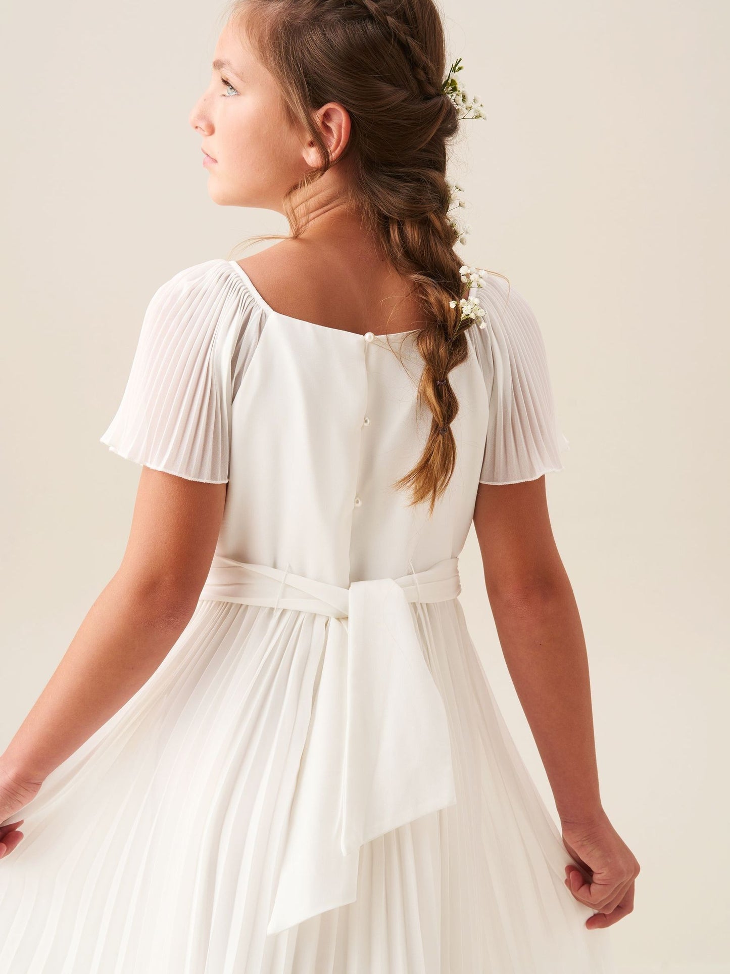 Angel & Rocket White Pleated Ballerina Occasion Bow Dress image 3