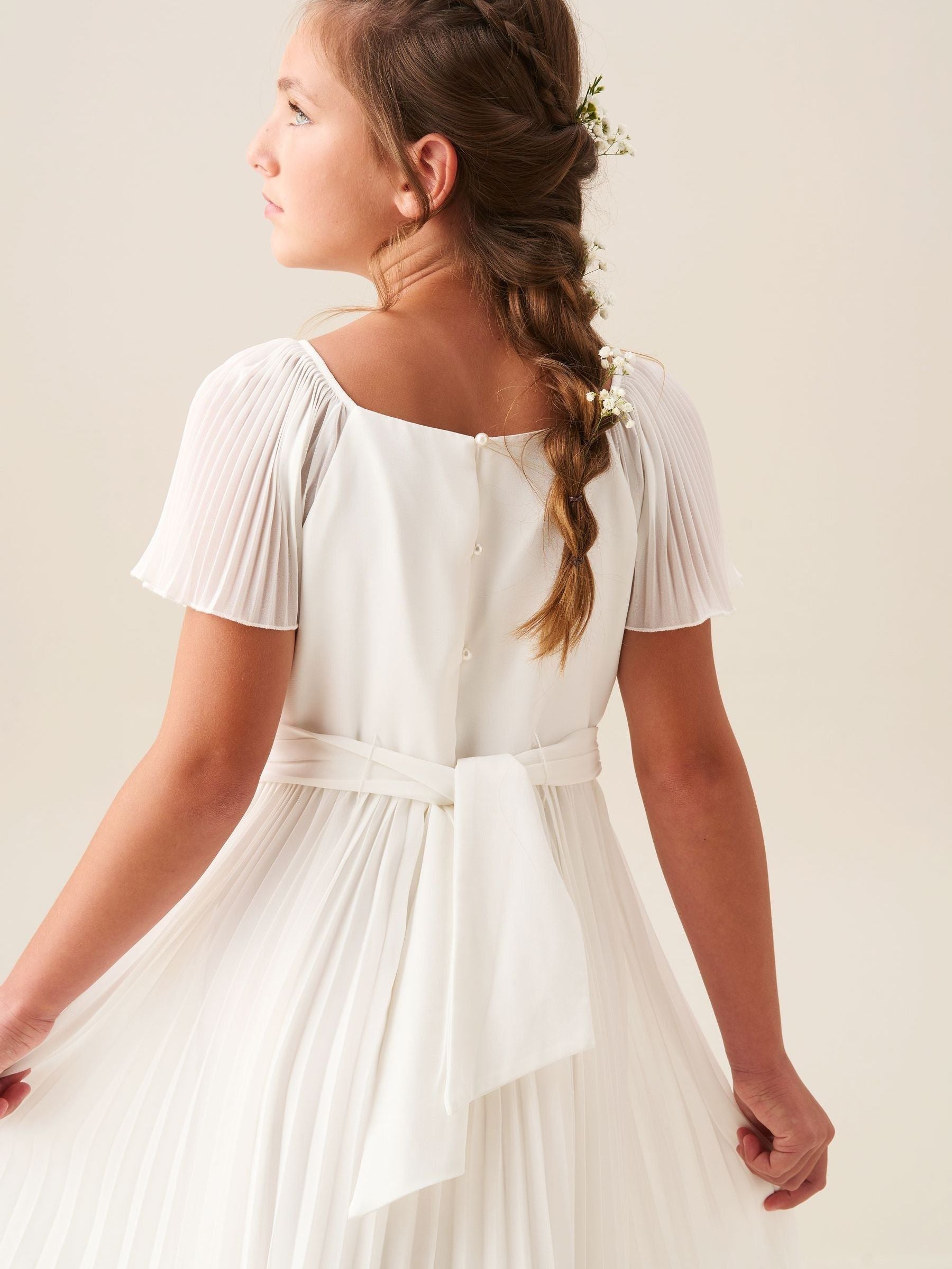Angel & Rocket White Pleated Ballerina Occasion Bow Dress image 3
